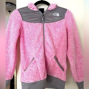 Northface fleece jacket, girls M (10/12), pink striped